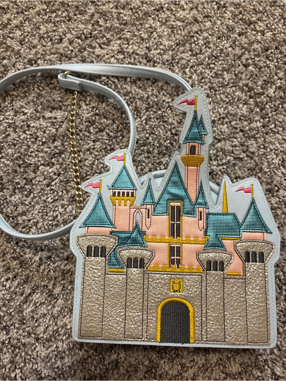 Danielle Nicole Castle Crossbody Bag - Pink, Teal, Gold-Rare